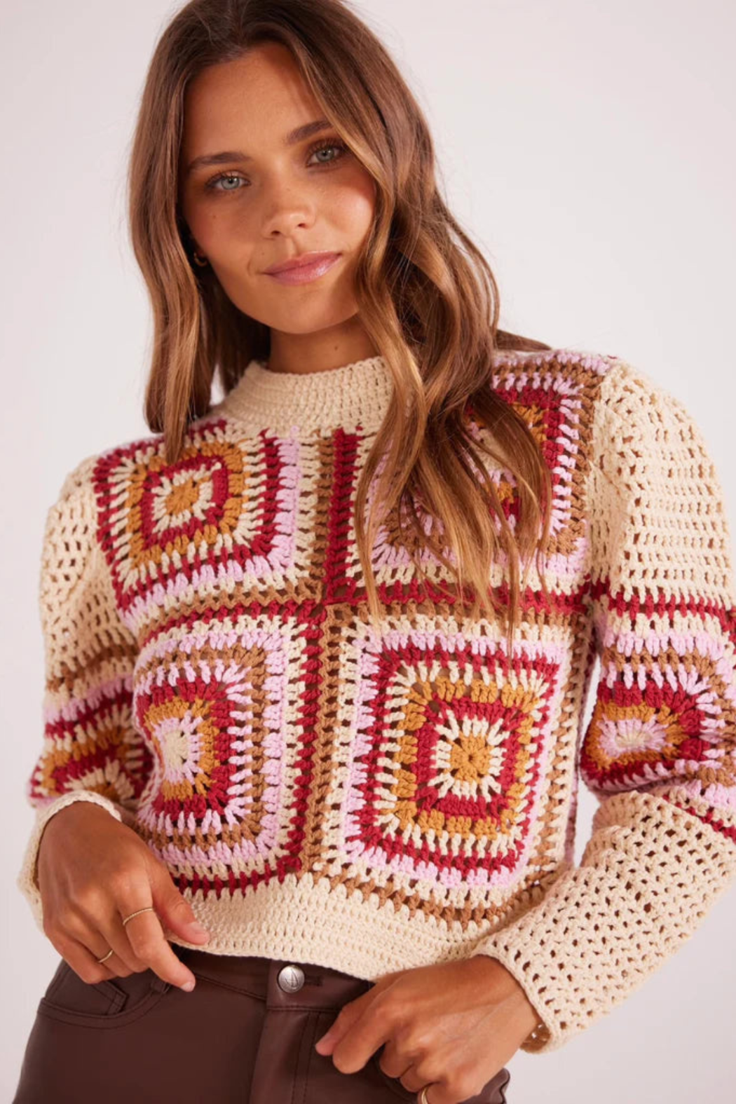 Kaitlyn Crochet Knit Crew Neck Sweater - Sienna – Gallery 512 Boutique