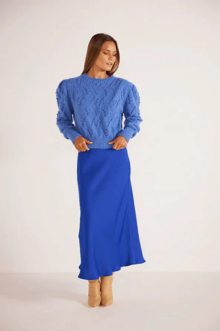 Olivia Bias Skirt - Blue | Minkpink - Clearance