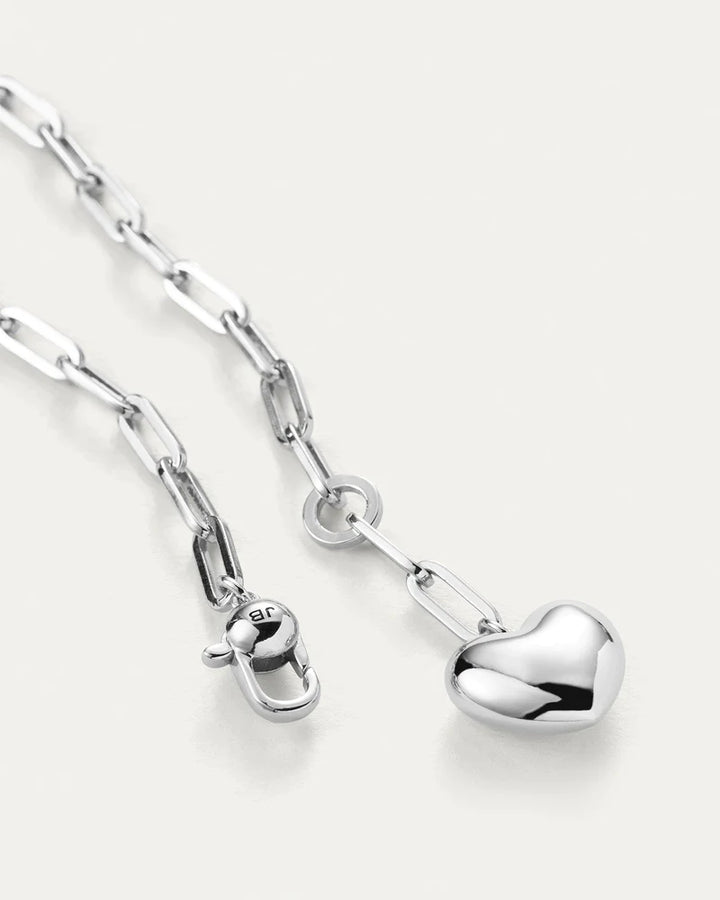 Puffy Heart Chain Necklace - Silver | Jenny Bird