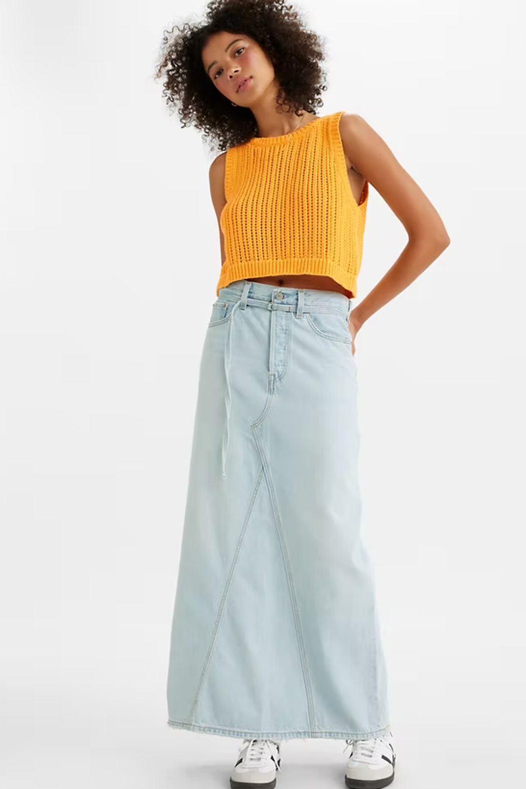 Iconic Long Skirt Light Wash Levis Clearance