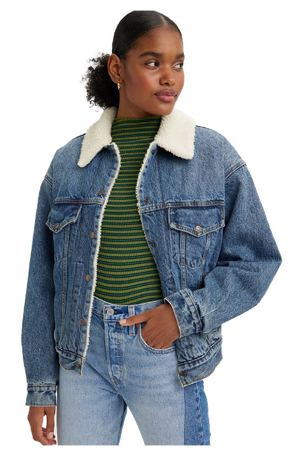 90S Sherpa Trucker Jacket - Medium Wash | Levis - Clearance