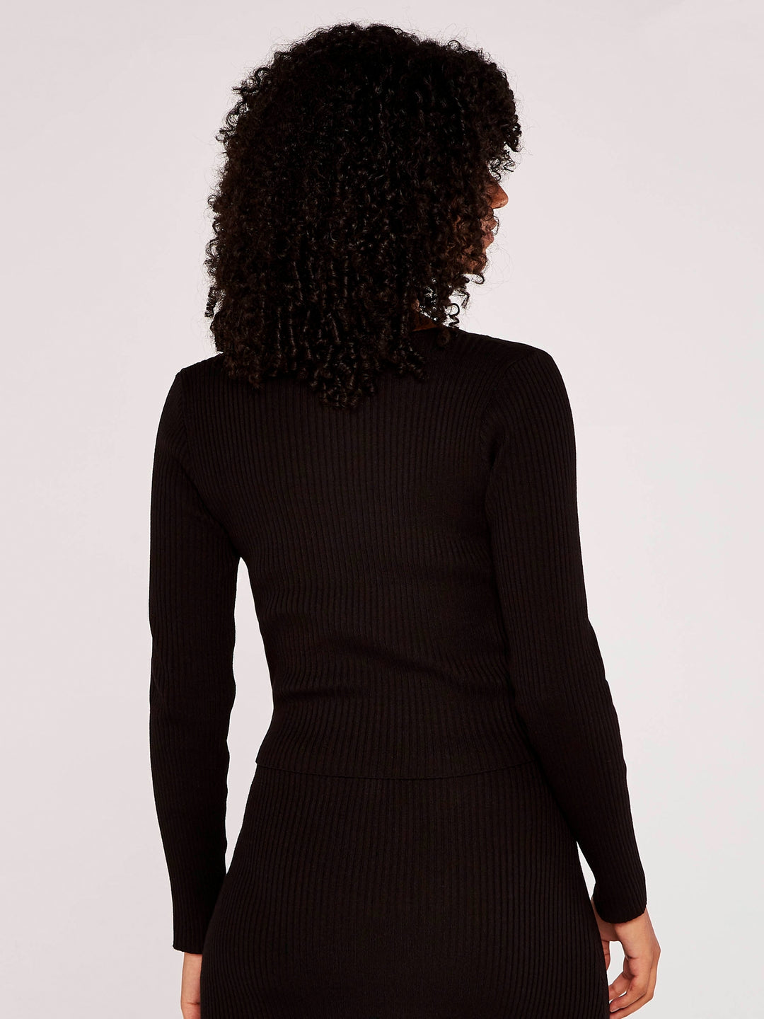 Black Ribbed Button Jumper | Apricot - Clearance