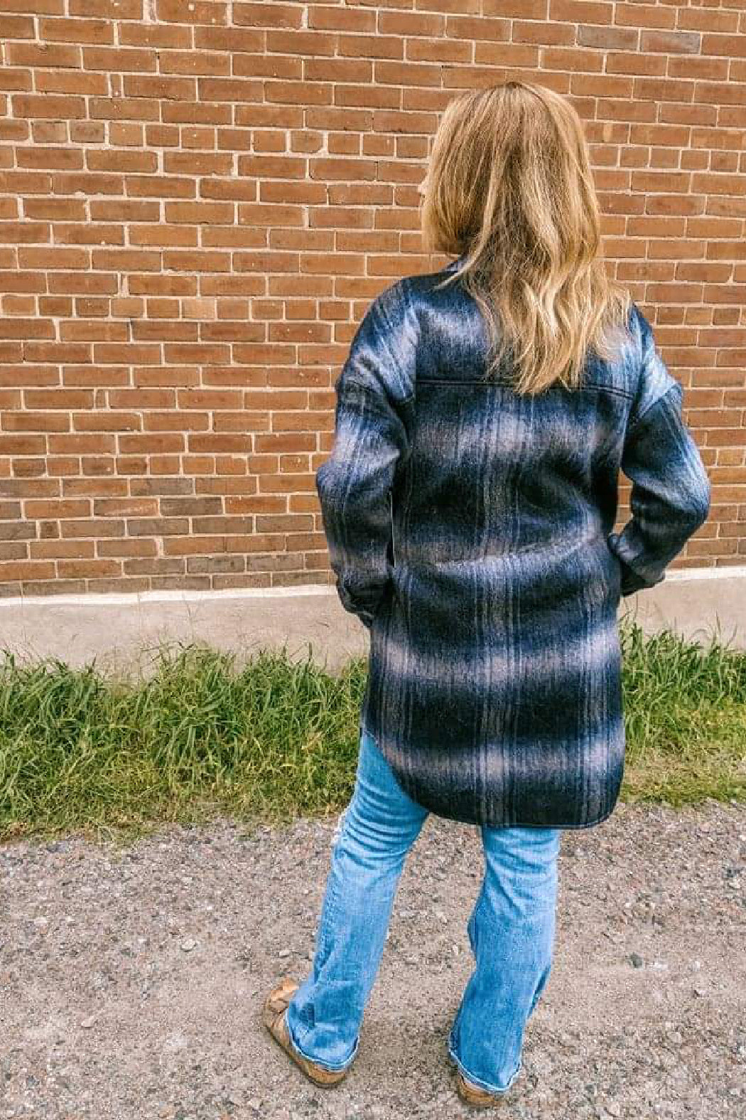Britney Shacket - Navy Plaid | RD Style - Clearance