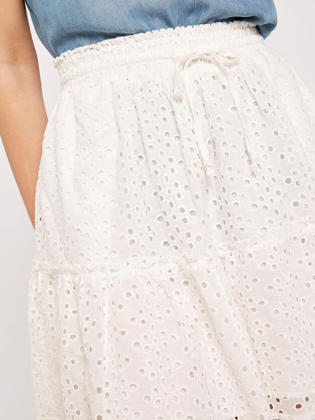 Broderie Anglaise Tiered Skirt | Apricot - Clearance