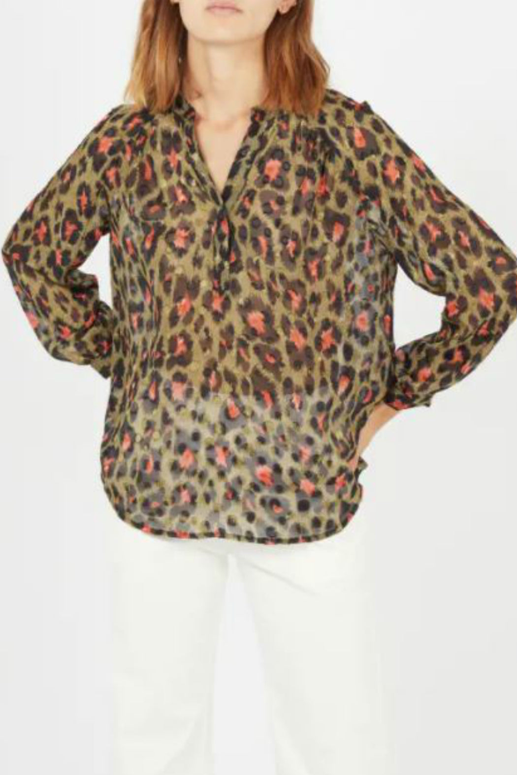 Sheer leopard print blouse