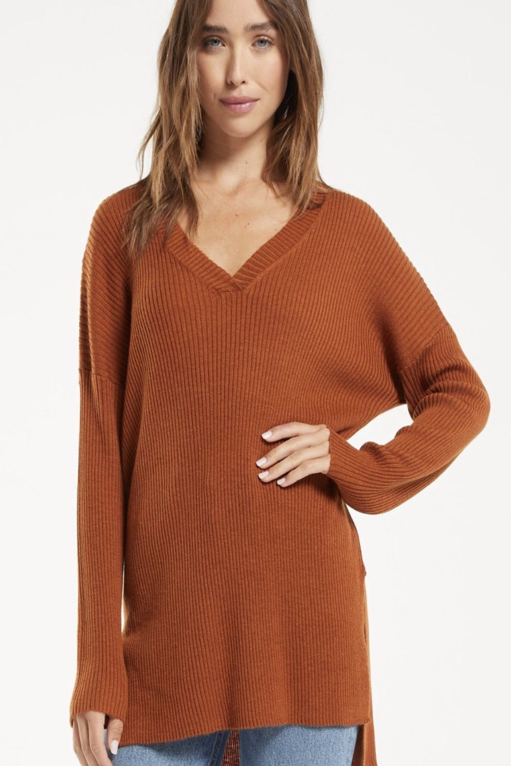 Avalin V-Neck Tunic Sweater