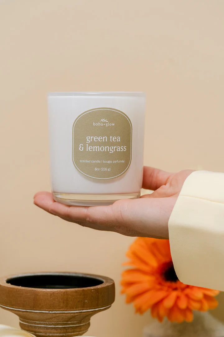 Green Tea and Lemongrass Candle | Boho & Glow