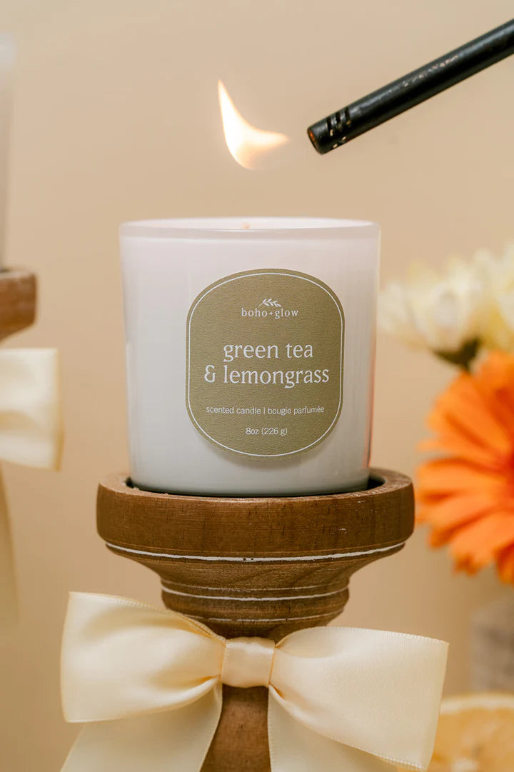 Green Tea and Lemongrass Candle | Boho & Glow