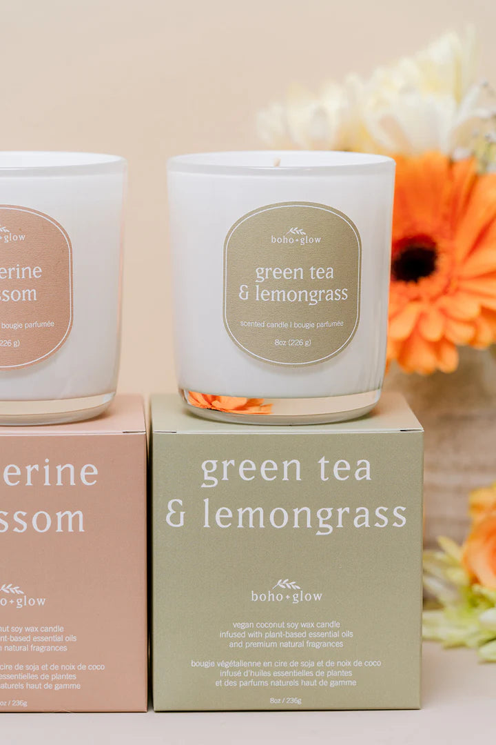 Green Tea and Lemongrass Candle | Boho & Glow