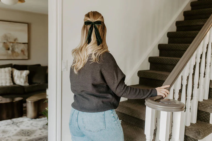 Windor Flat Velvet Bow in Emerald | Barbays