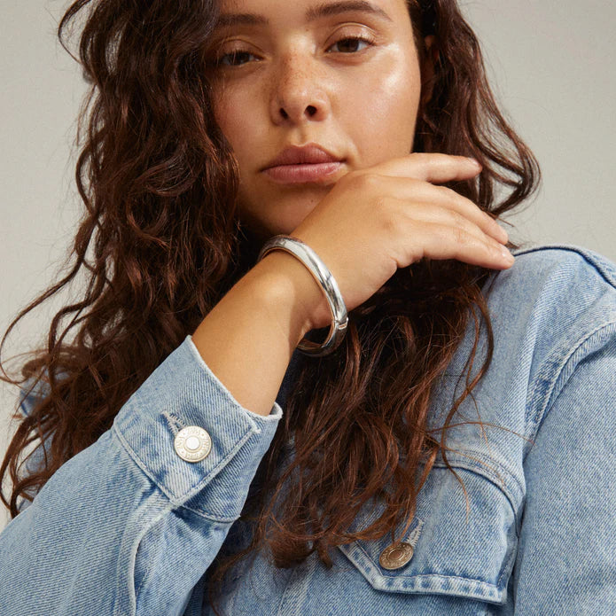 BE Bangle Bracelet in Silver | Pilgrim