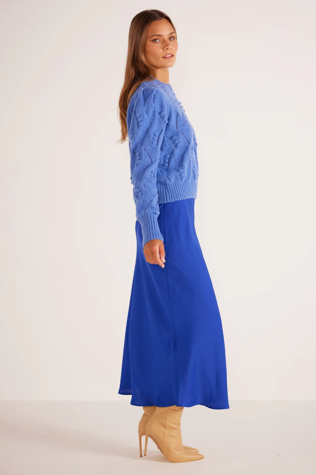 Olivia Bias Skirt - Blue | Minkpink