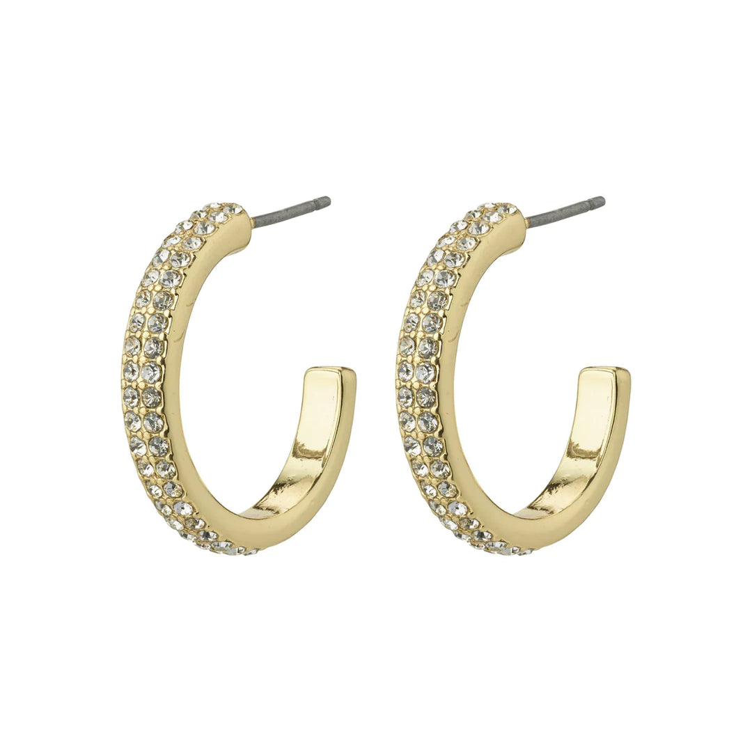 Heat Recycled Crystal Hoop Earrings - Gold | Pilgrim