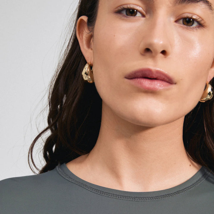 Believe Chunky Hoop Earrings - Gold | Pilgrim