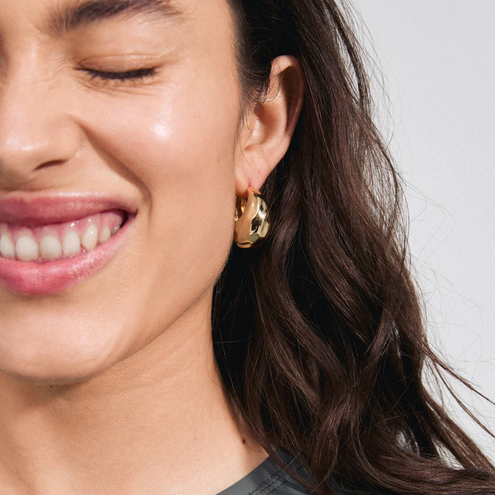 Believe Chunky Hoop Earrings - Gold | Pilgrim