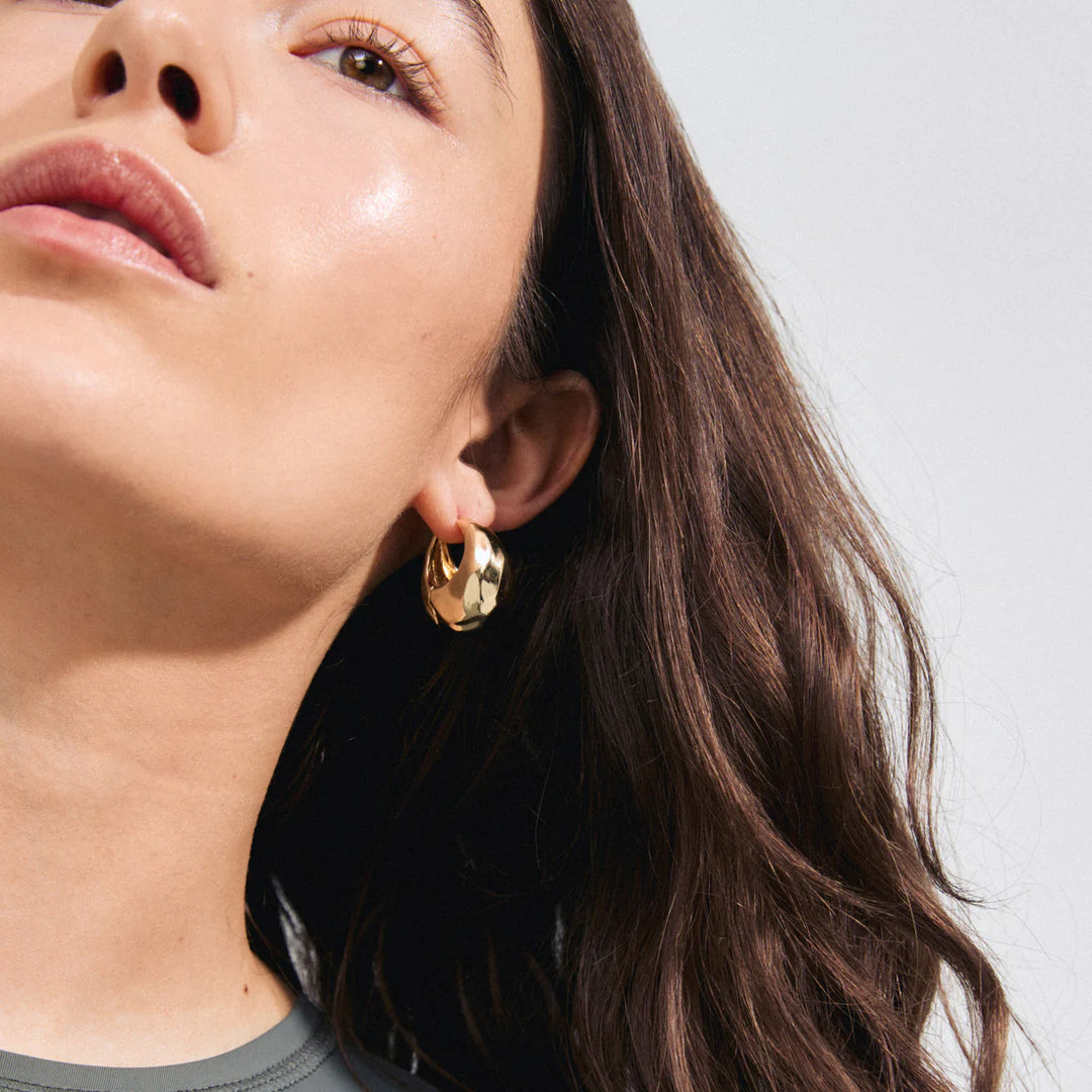 Believe Chunky Hoop Earrings - Gold | Pilgrim