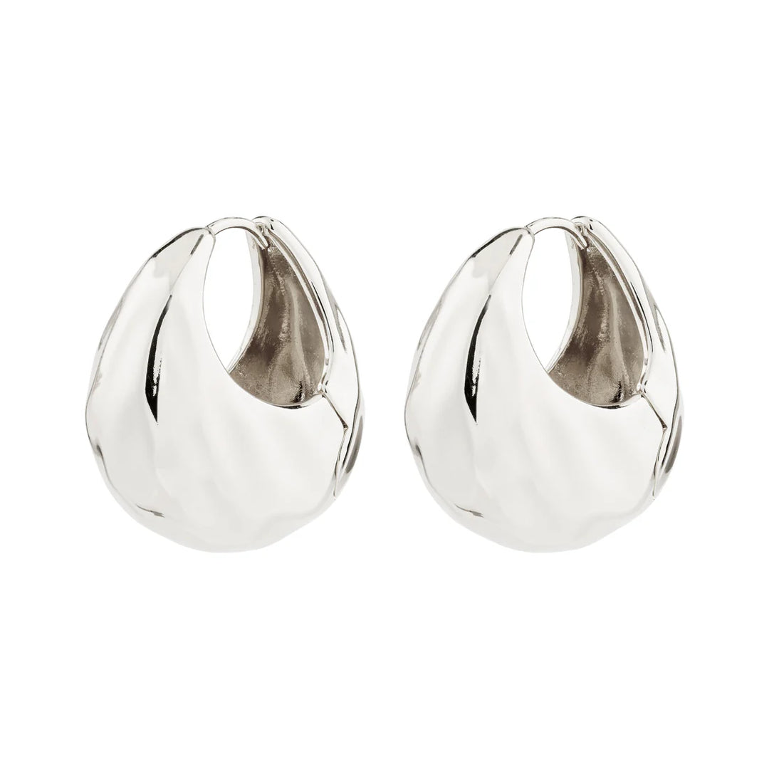 Believe Chunky Hoop Earrings - Silver | Pilgrim