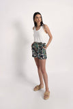 High Waist Printed Shorts - Green Aloha | Molly Bracken - Clearance