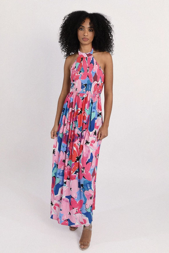 Maxi Floral Print Dress - Pink Alice | Molly Bracken