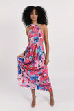 Maxi Floral Print Dress - Pink Alice | Molly Bracken - Clearance