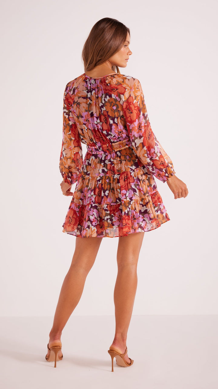 Zanita mini floral mini dress by minkpink. Long sleeves. Fall23. JOlie folie boutique