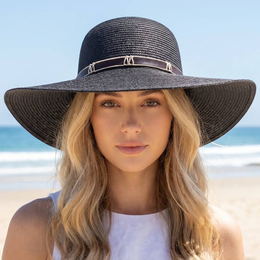 Wide Brim Straw Sun Hat With Cord Hat Band | Anarchy Street