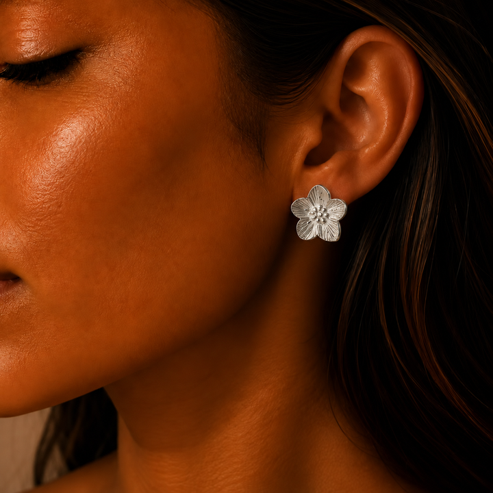 Flower Stud Silver Earrings | Alysha James Jewelry