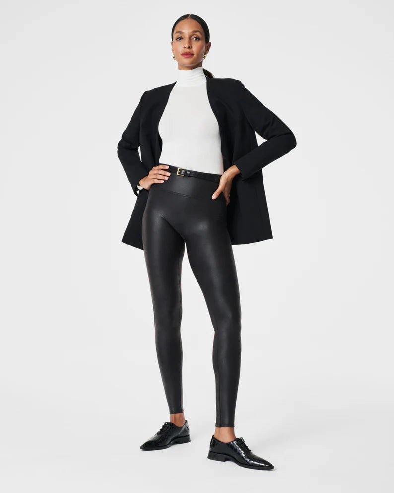 Leggings en simili cuir Noir spanx Jolie Folie Boutique