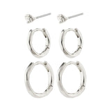 Arya Recycled Hoop + Studs 3-in-1 Earrings Set - Silver | Pilgrim