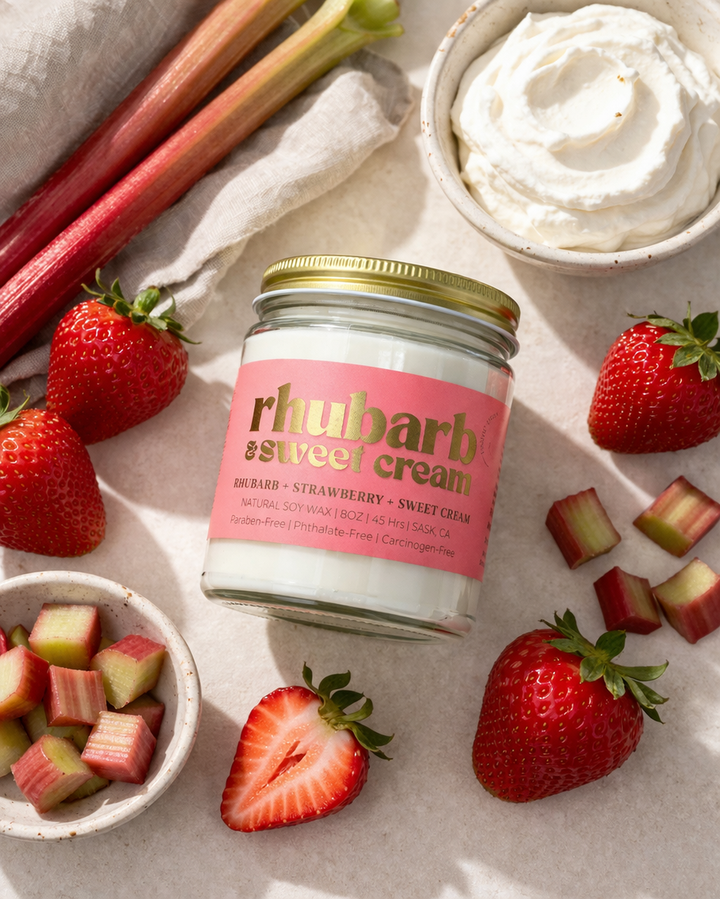 Rhubarb & Sweet Cream Soy Candle | Prairie Creek Candles