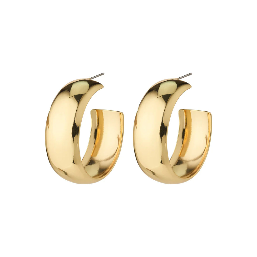 Naia Recycled Mega Chunky Hoop Earring - Gold | Pilgrim