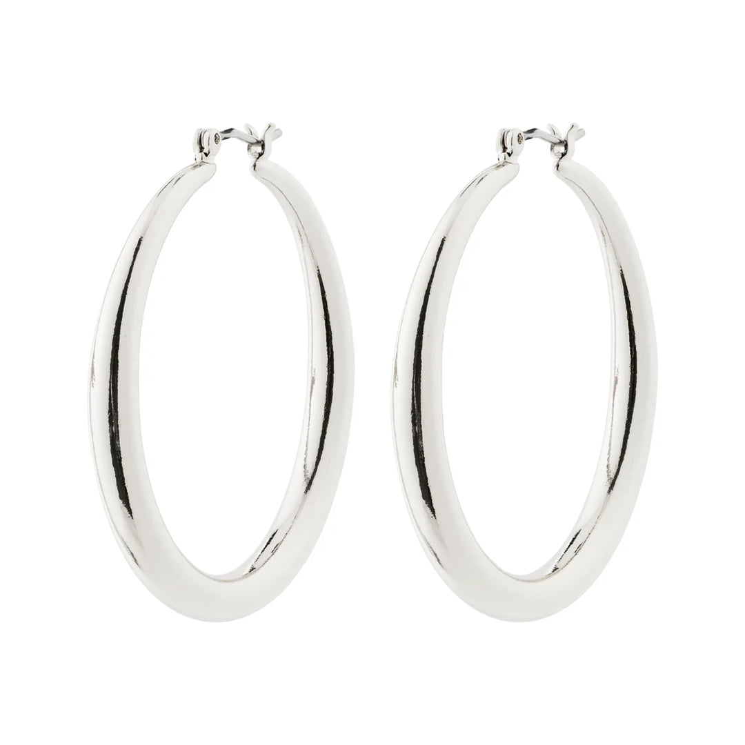 Priya Hoop Earrings 40 mm - Silver | Pilgrim