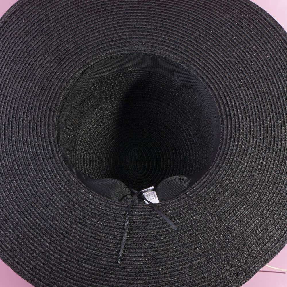 Wide Brim Straw Sun Hat With Cord Hat Band | Anarchy Street