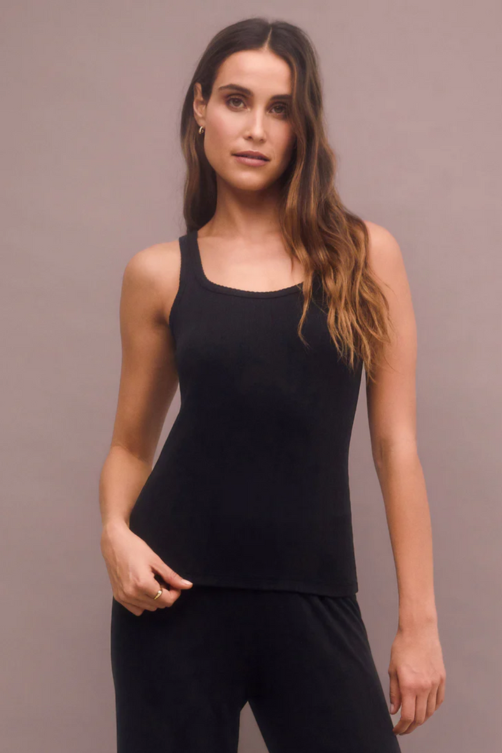 Julia Silky Pointelle Cami - Black | Z Supply - Clearance