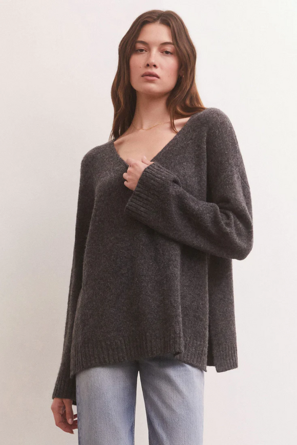 Modern V-Neck Sweater - Charcoal Heather | Z Supply