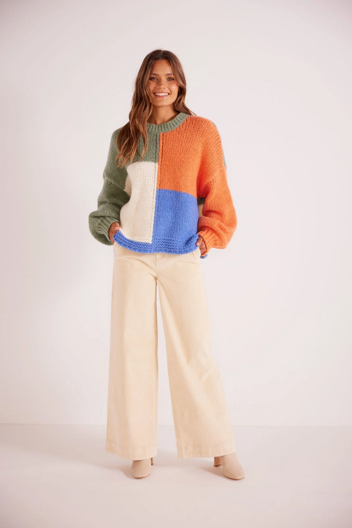 Frankie Knit Colour Block Sweater | Minkpink - Clearance