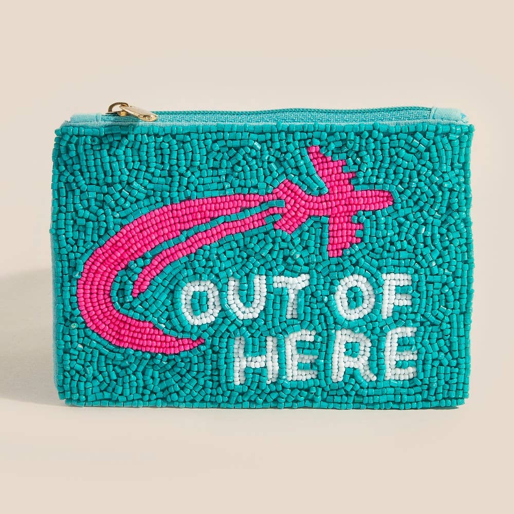 Out Of Here Airplane Seed Beaded Coin Purse | Anarchy Street