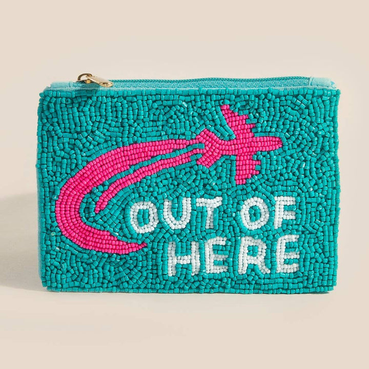 Out Of Here Airplane Seed Beaded Coin Purse | Anarchy Street