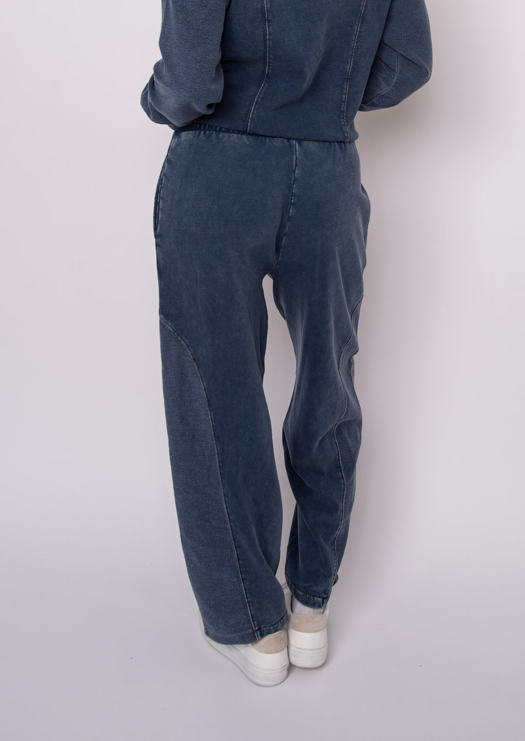 Silco Denim Look French Terry Pant in Dark Blue | RD Style
