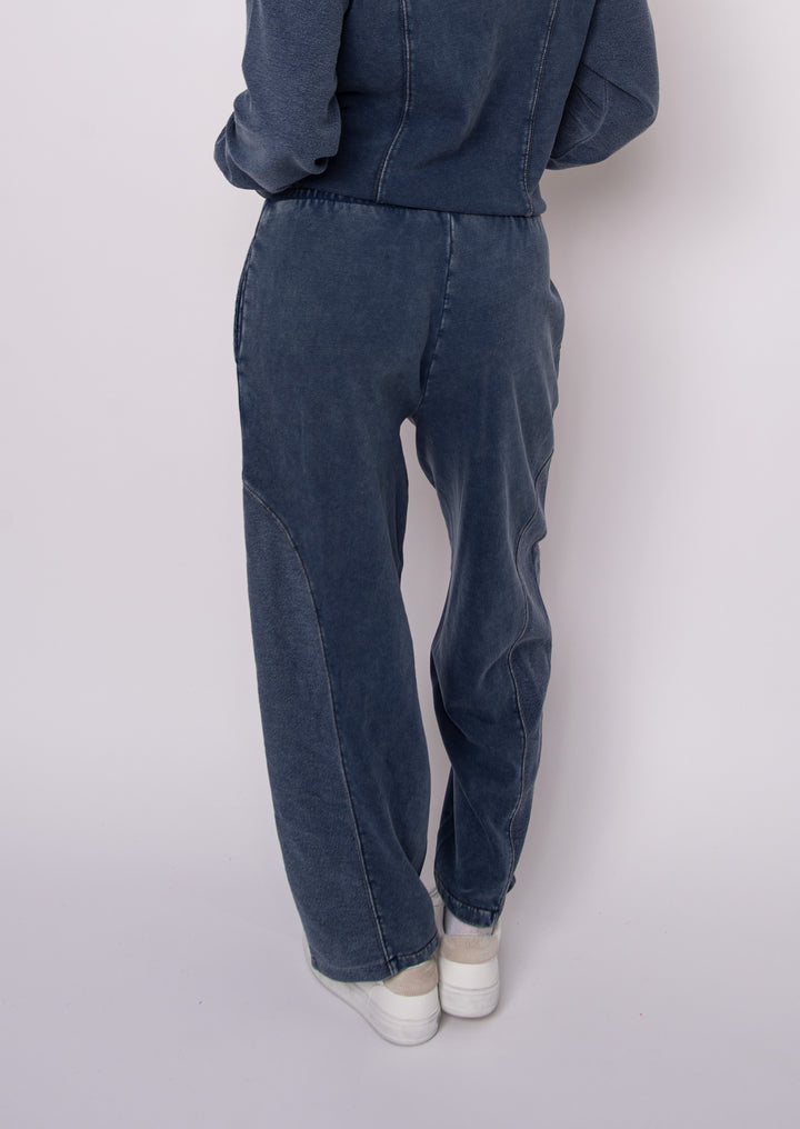 Silco Denim Look French Terry Pant in Dark Blue | RD Style