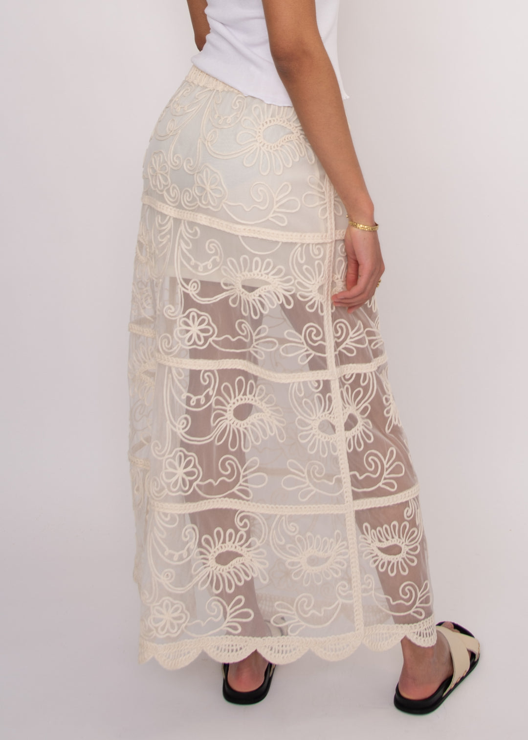 Dilla Embroidered Tiered Maxi Skirt | RD Style