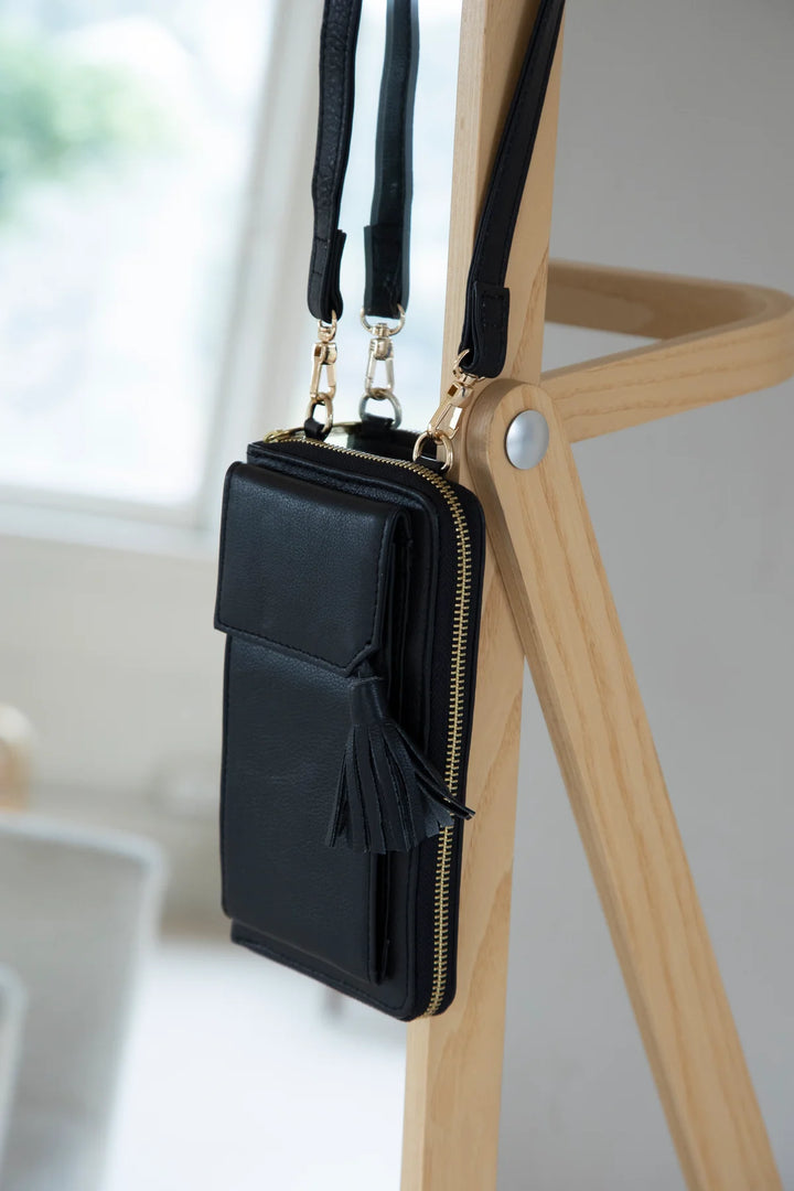 Three Fold Wallet Crossbody - Black | Risa Vancouver