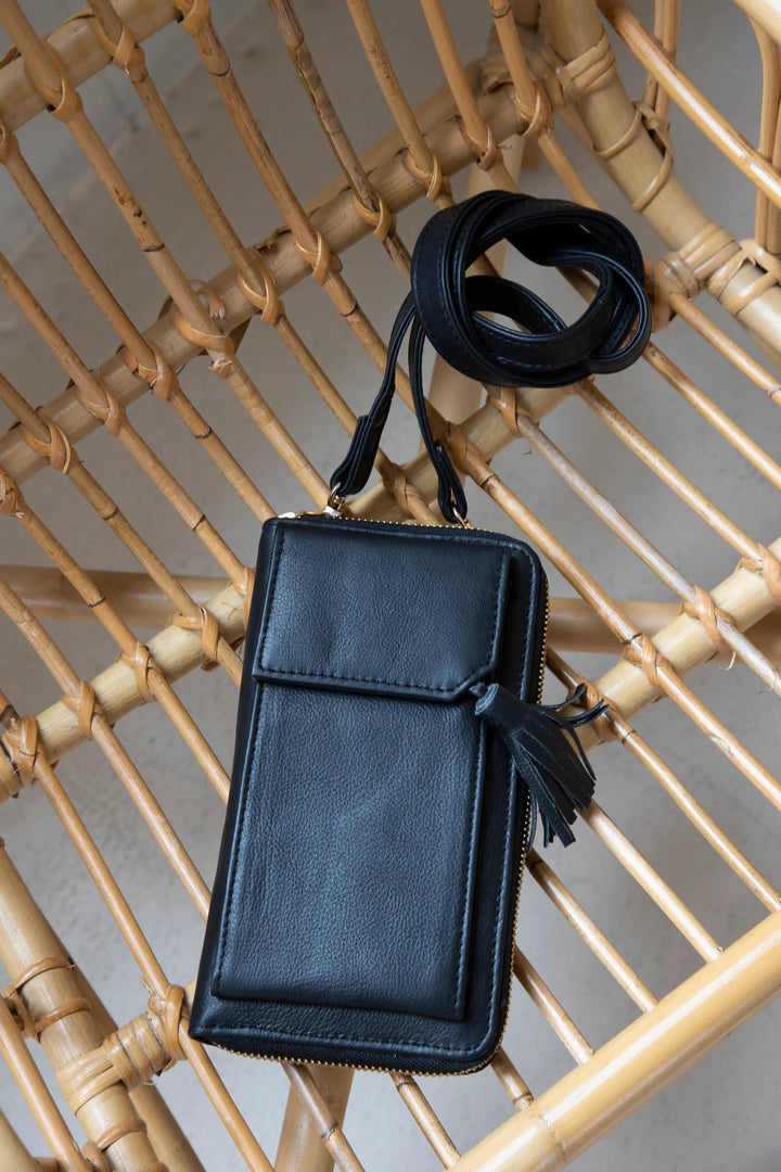 Three Fold Wallet Crossbody - Black | Risa Vancouver