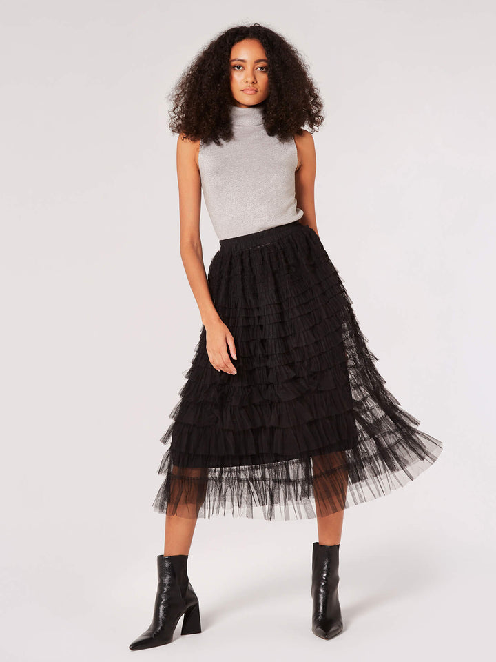 Tulle Midi Skirt | Apricot