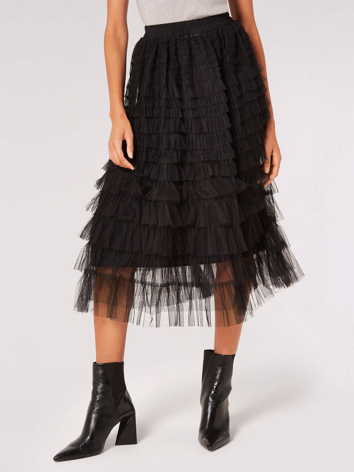 Tulle Midi Skirt | Apricot