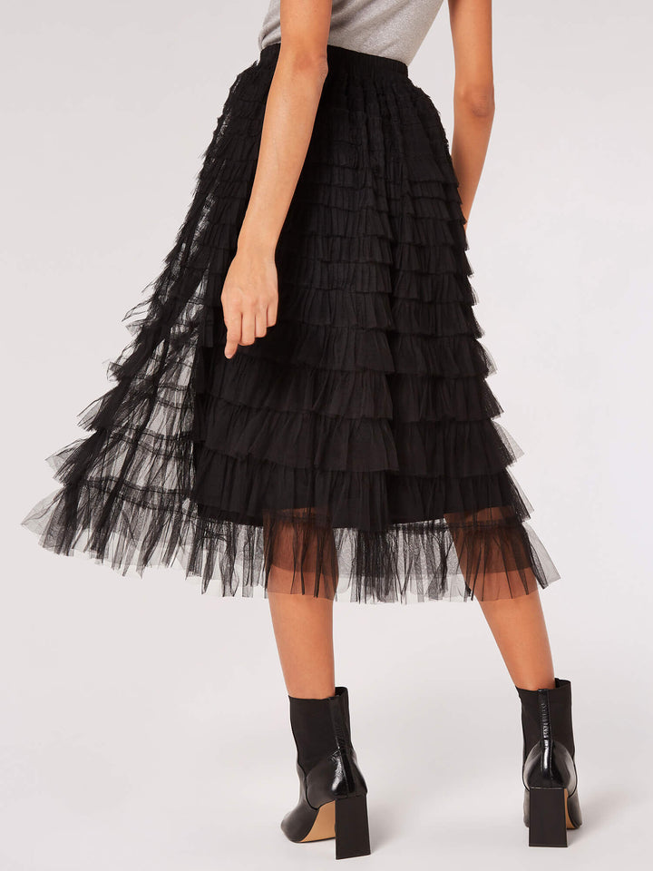 Tulle Midi Skirt | Apricot