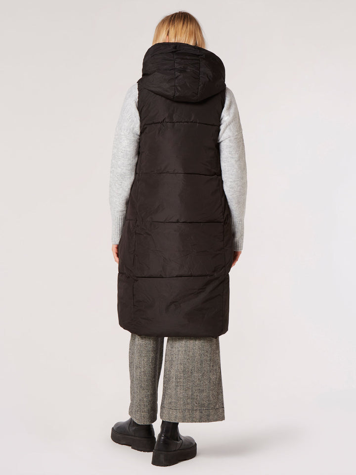 Longline Hooded Puffer Vest | Apricot