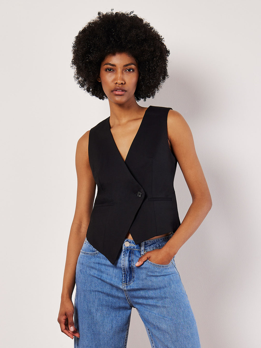 Asymmetric Tailored Vest | Apricot