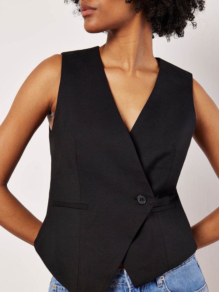 Asymmetric Tailored Vest | Apricot