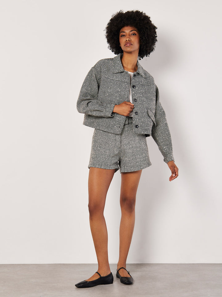 Textured Cropped Shacket | Apricot